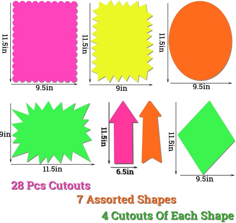 LinQuick Large 9.5x11.5in Neon Poster Board Cutouts,Burst Star Garage Sale Yard Sale Sign,Paper Signs for Science Fair Projects Decoration,School Presentation Supplies - Image 2